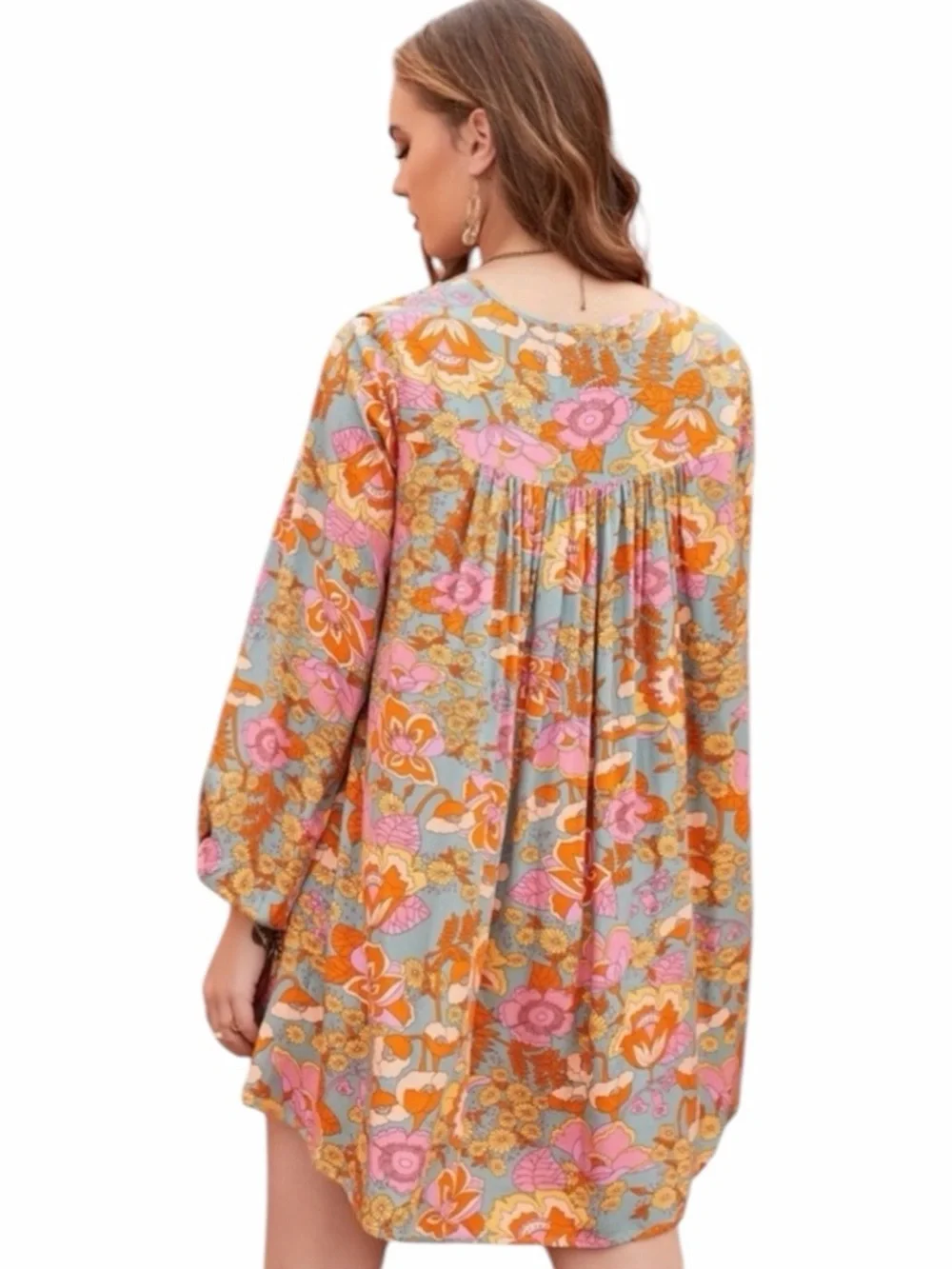 Bohemian Kaleidoscope Floral Print Mini Dress NWT - Picture 3 of 5